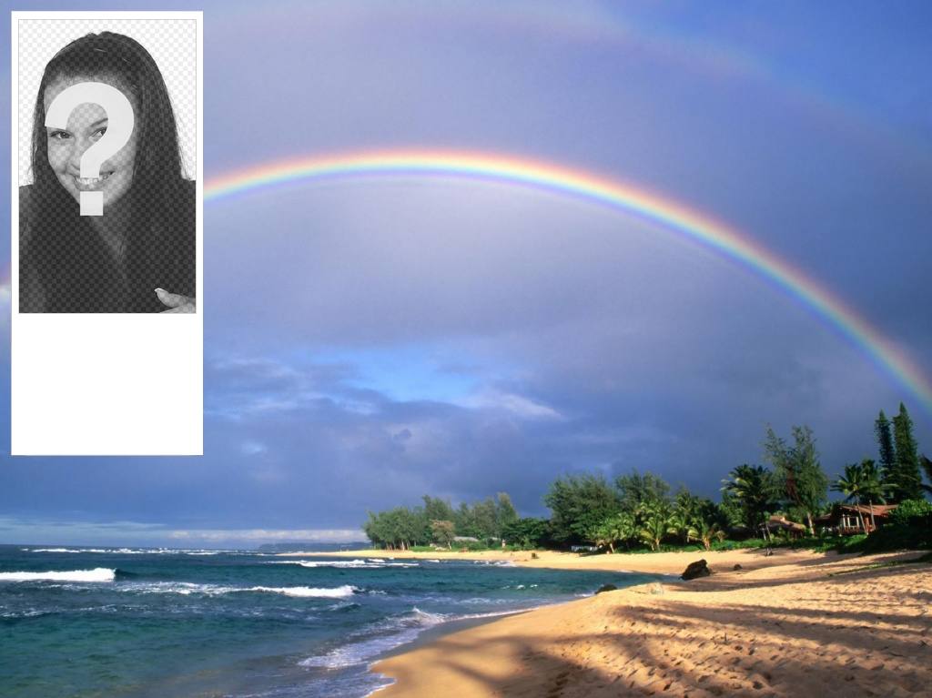 Fonds d'écran pour twitter arc en ciel sur une plage, pour mettre votre photo en..